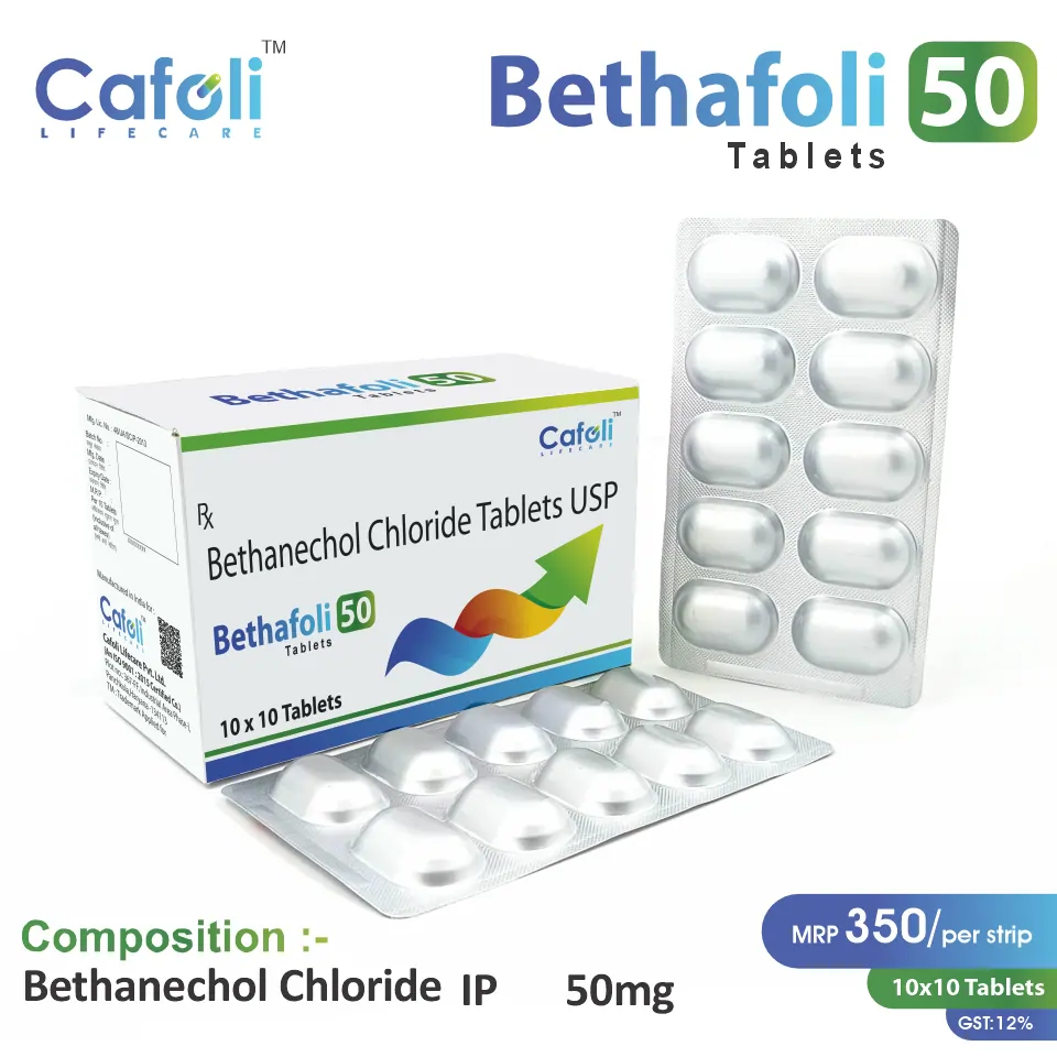 Bethafoli 50 Tablet at the best price in PCD Pharma Franchise for postoperative urinary issues.